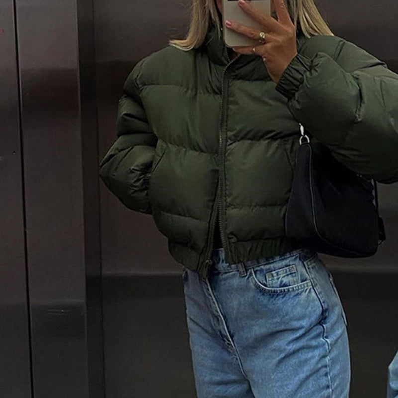 Parka Acochada con Cuello Alto