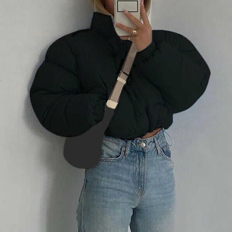 Parka Acochada con Cuello Alto