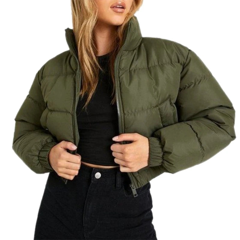 Parka Acochada con Cuello Alto