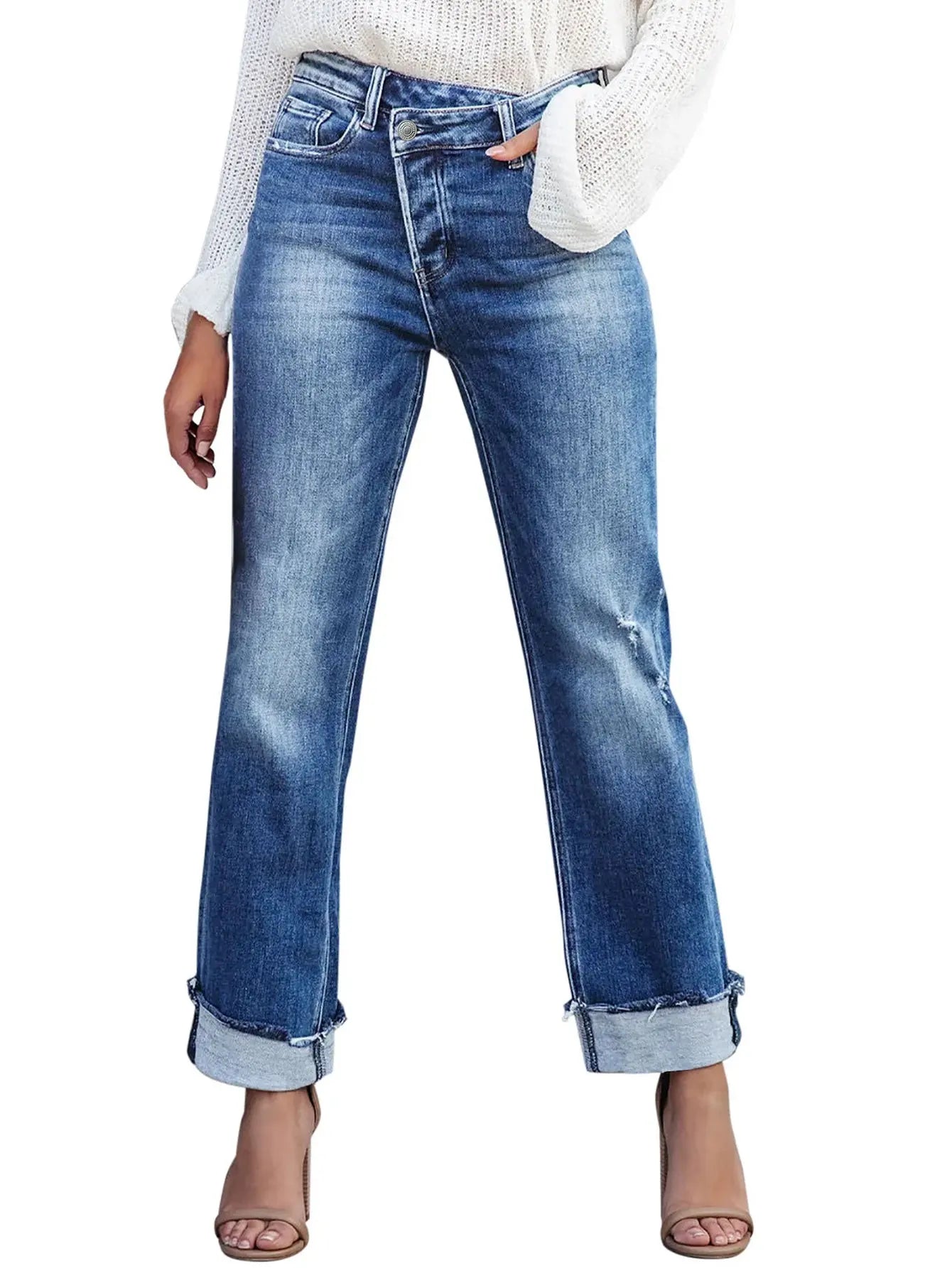 Jeans Tiro Medio y P Ancha. Moni