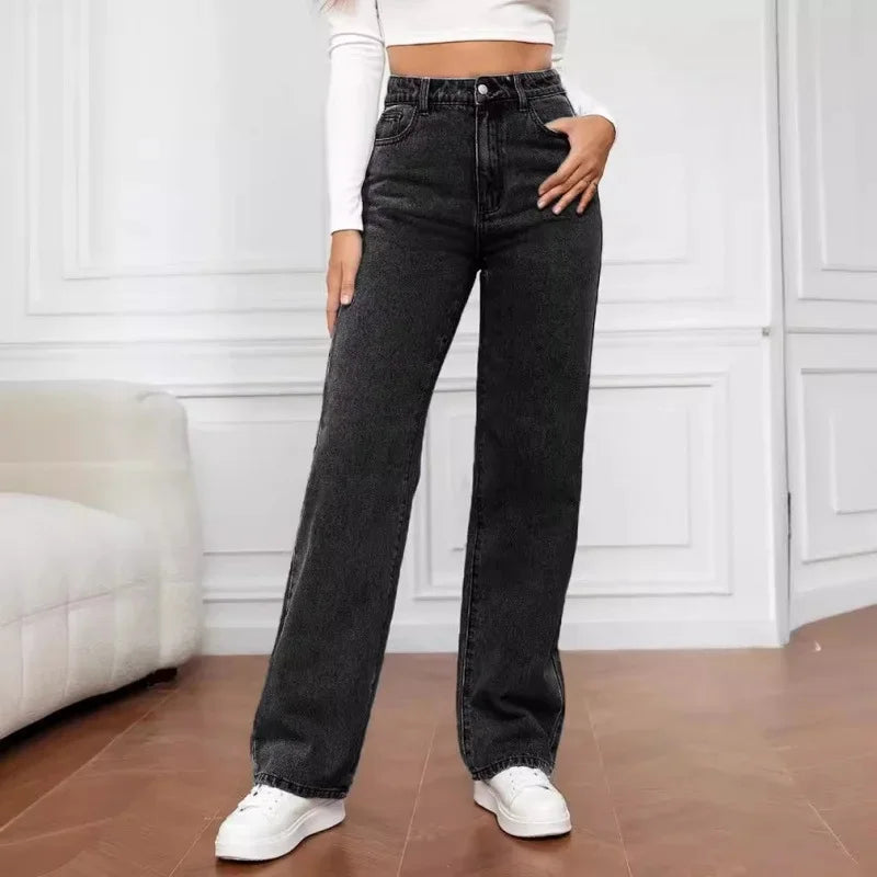 Jeans Slim Rectos con Cintura Alta