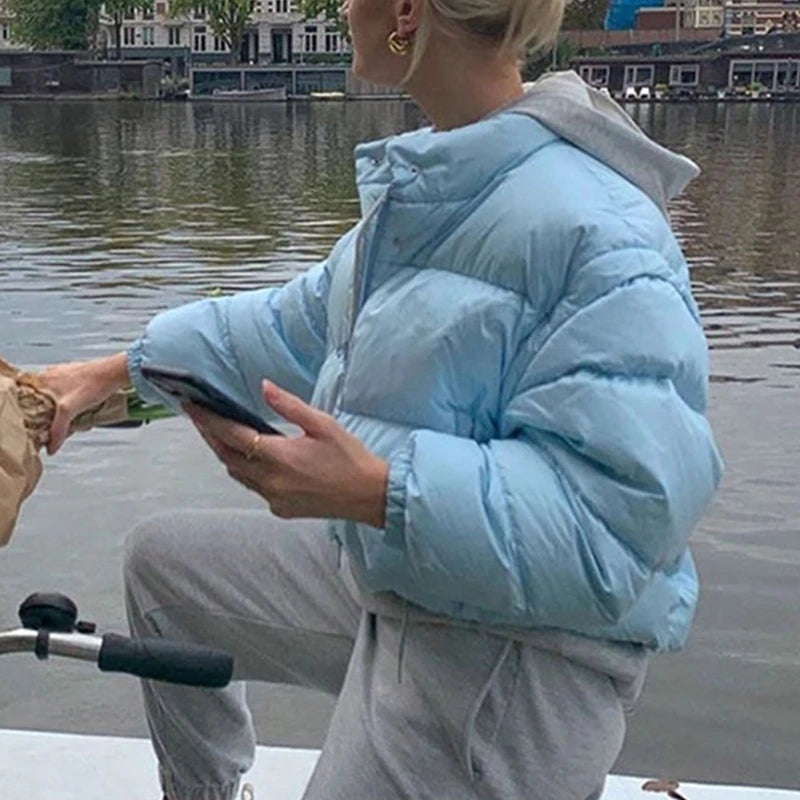 Parka Acochada con Cuello Alto