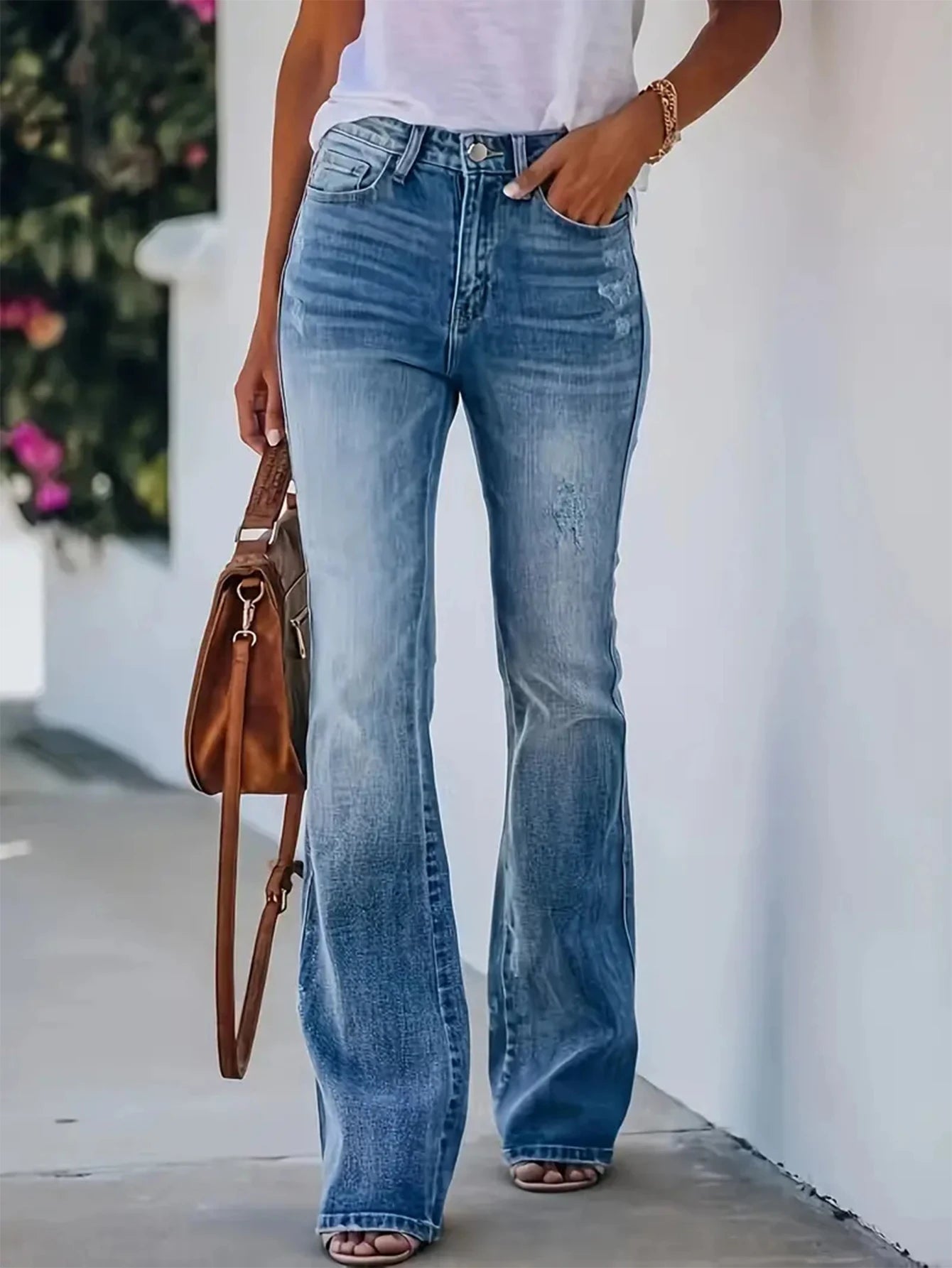 Jeans Casual Ajustados a Cintura