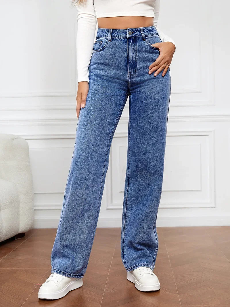 Jeans Slim Rectos con Cintura Alta