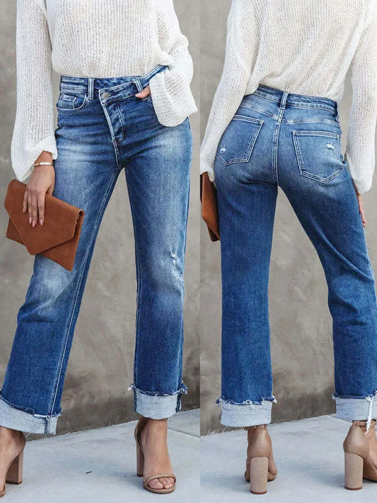 Jeans Tiro Medio y P Ancha. Moni