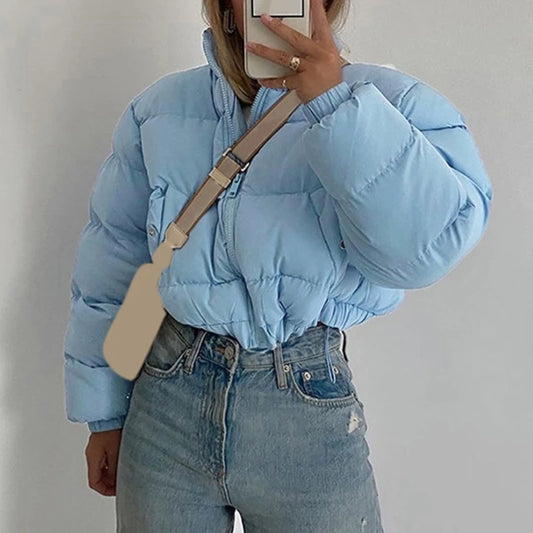Parka Acochada con Cuello Alto