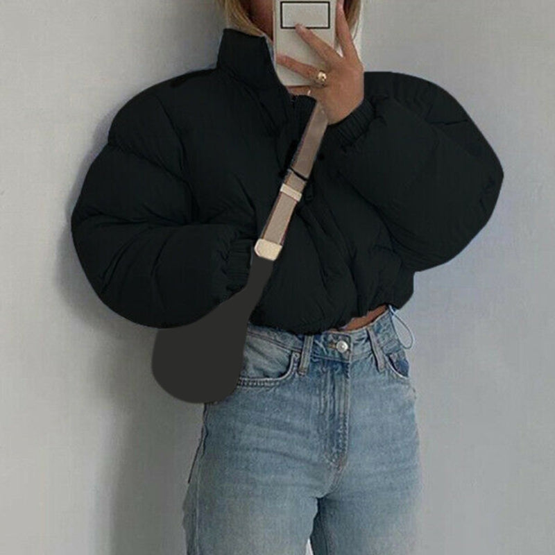 Parka Acochada con Cuello Alto