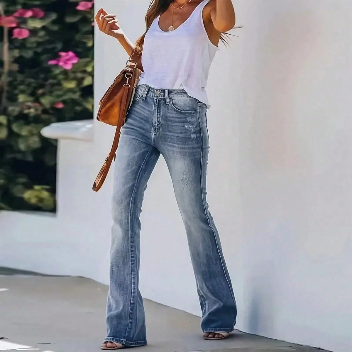 Jeans Casual Ajustados a Cintura