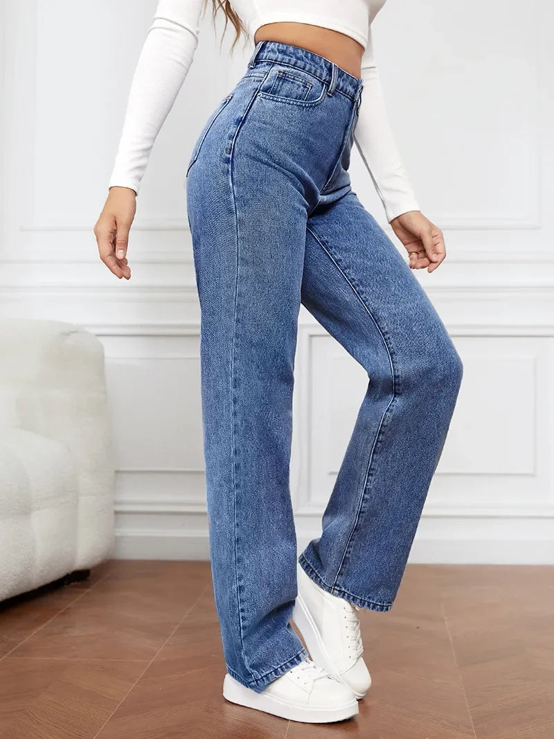 Jeans Slim Rectos con Cintura Alta