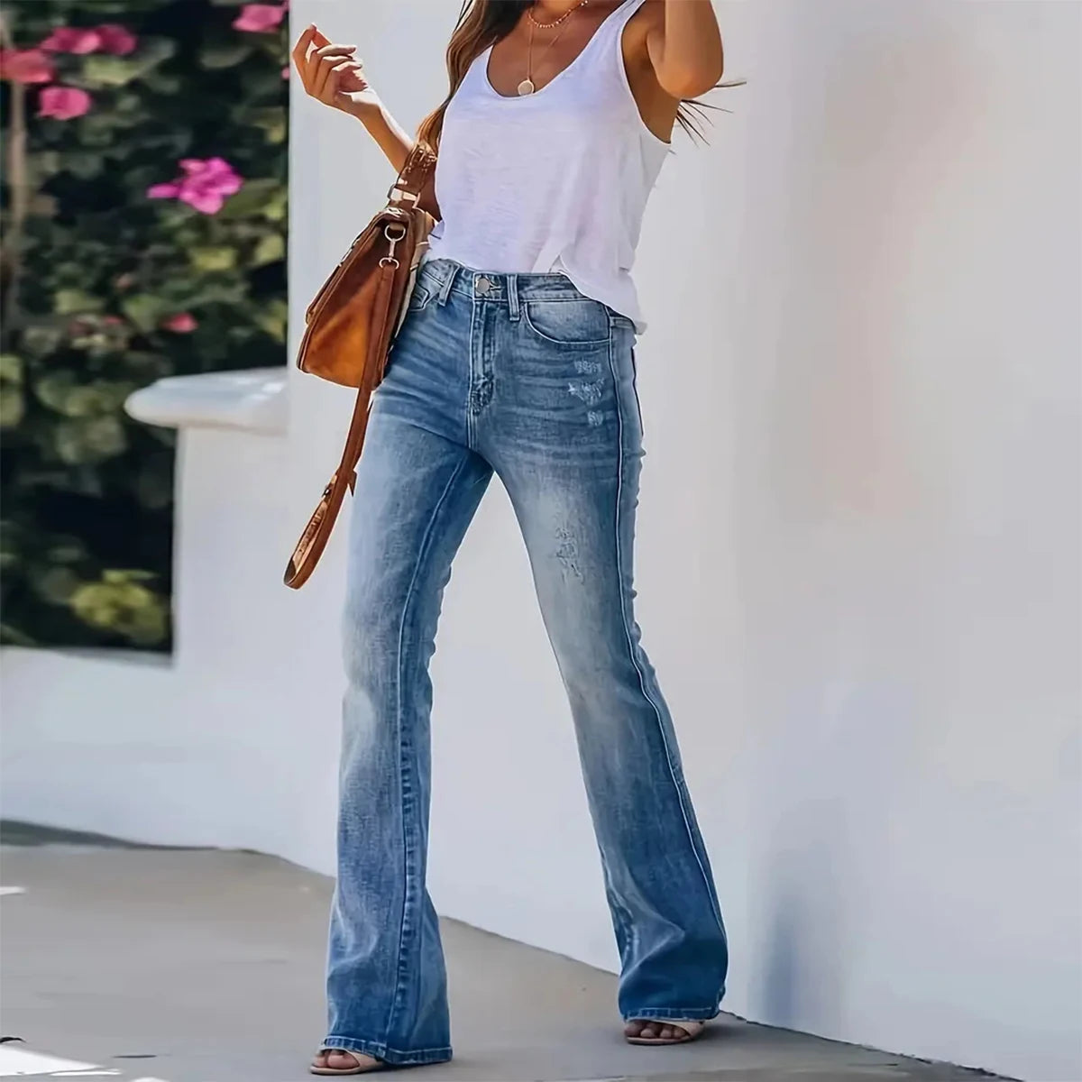 Jeans Casual Ajustados a Cintura