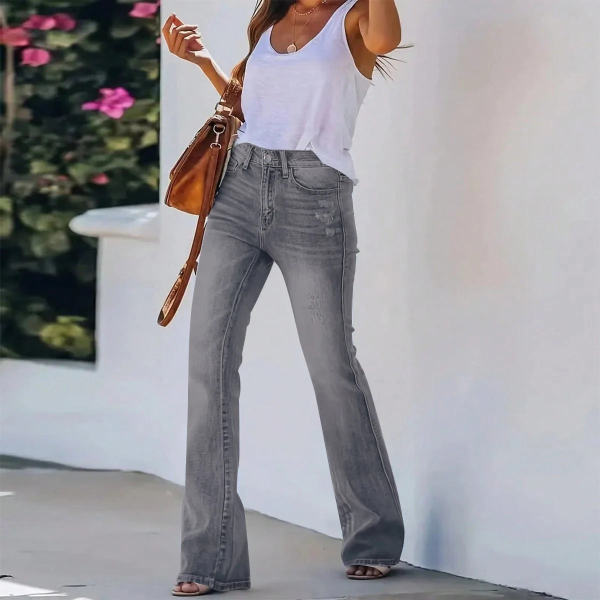 Jeans Casual Ajustados a Cintura