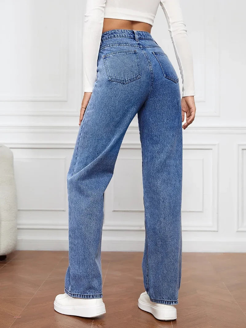 Jeans Slim Rectos con Cintura Alta