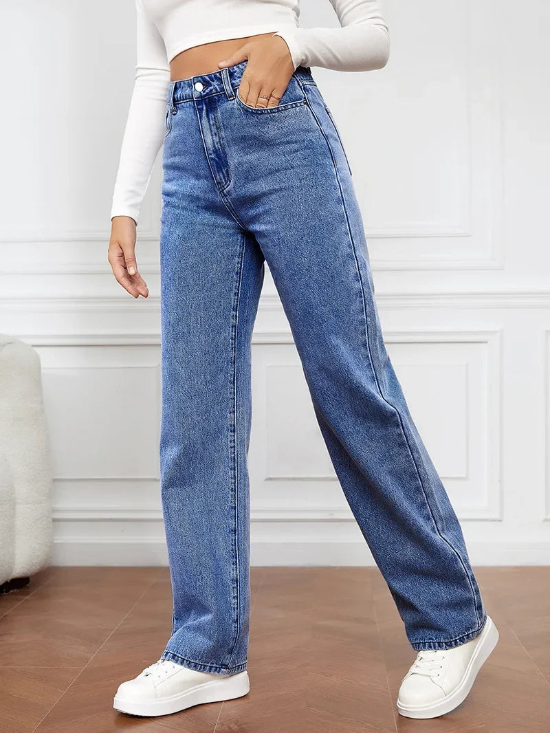 Jeans Slim Rectos con Cintura Alta