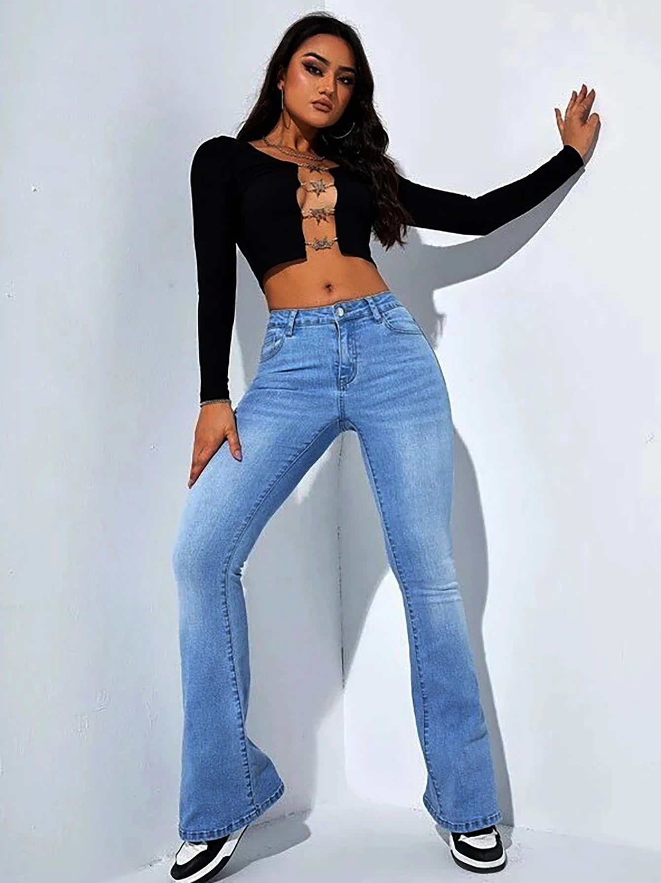 Jeans Flared Jeans Cintura Alta